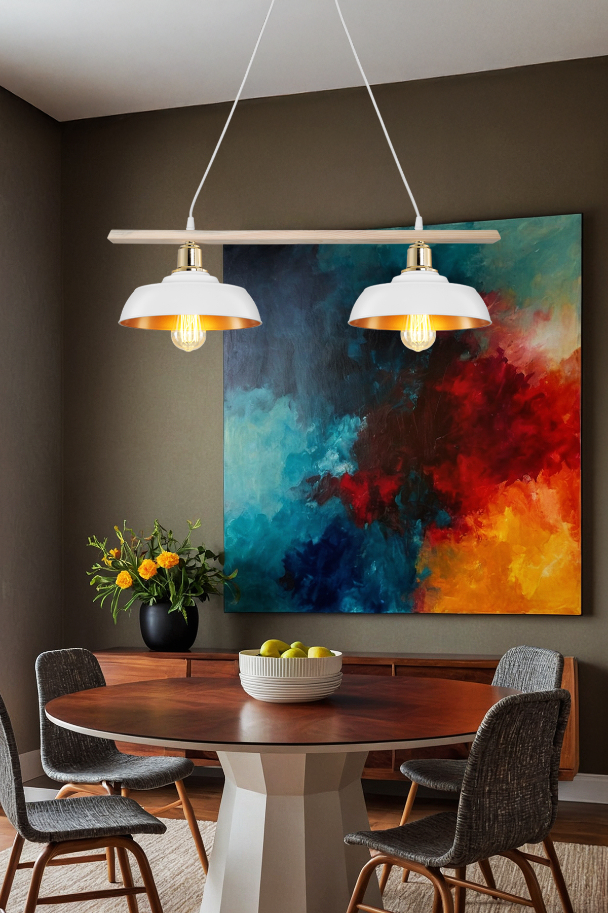 MDL.5344 KARYA 2Lİ AHŞAP NATUREL KASA - BEYAZ-GOLD ŞAPKA (GOLD KUKALI)